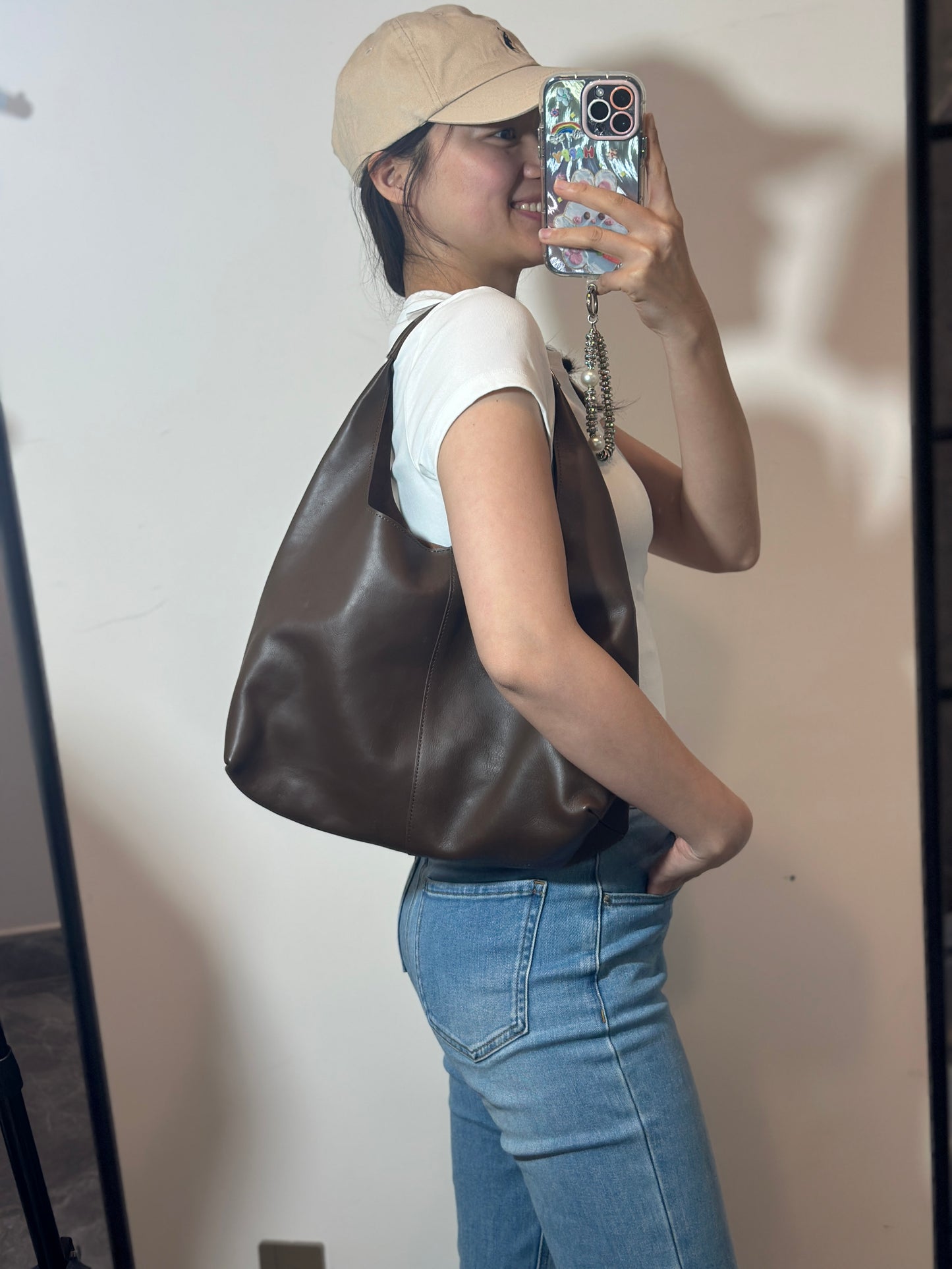 B104 cowhide daily practical tote bag