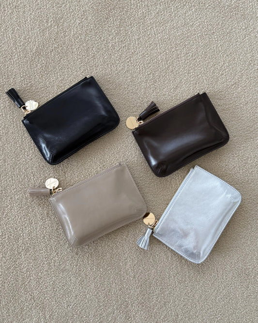 A105 亮面牛皮｜zipped card pouch