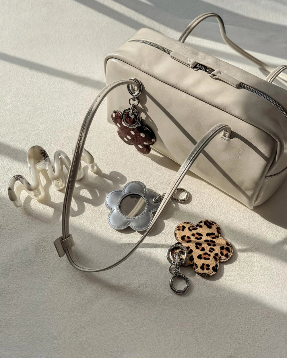 A107 Flower Mirror Keyring 花花鎖匙扣