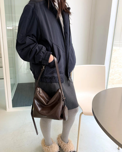B205S bucks&leather ｜Low Bag/亮面牛皮（細）