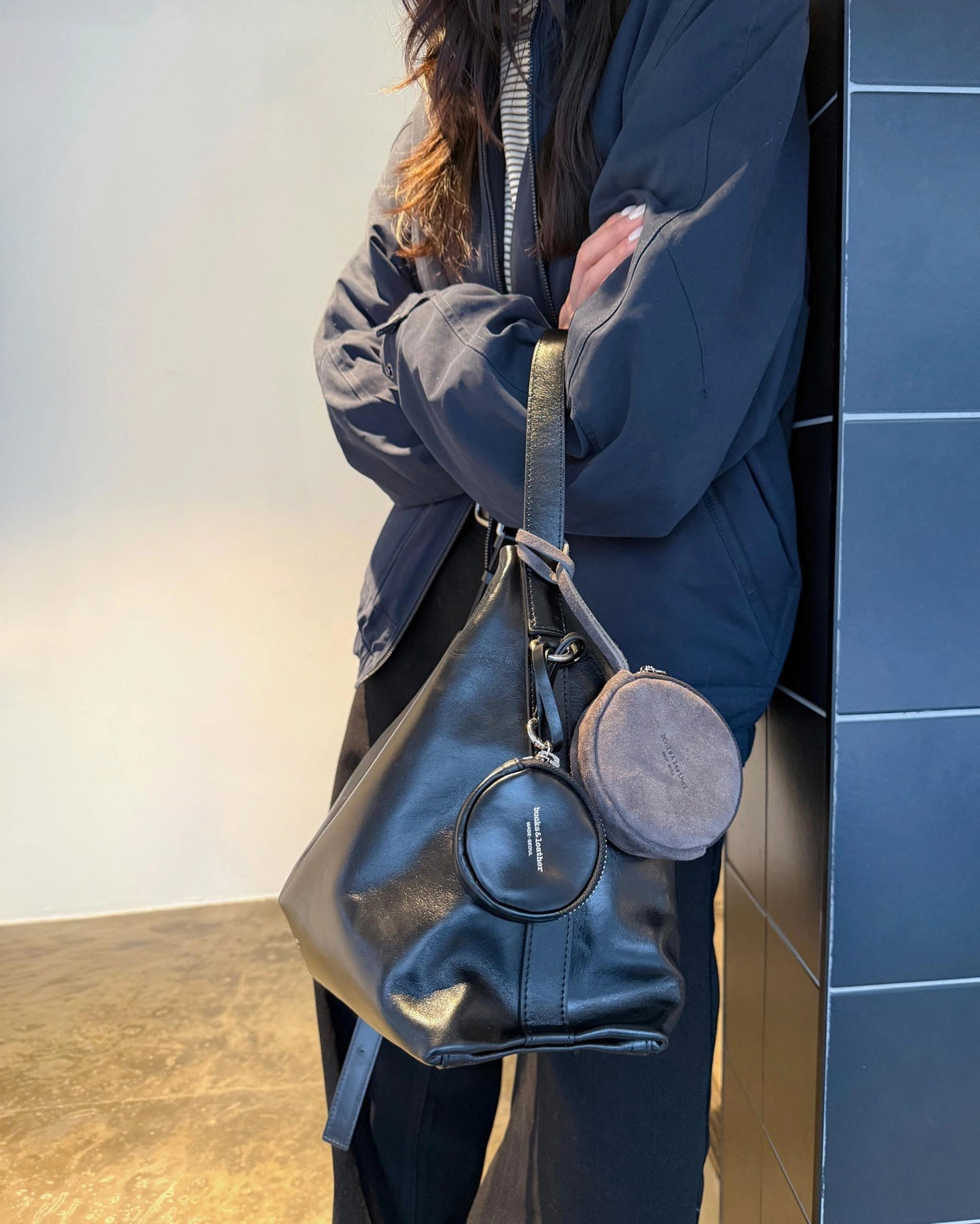 B205L bucks&leather ｜Low Bag/亮面牛皮（大）