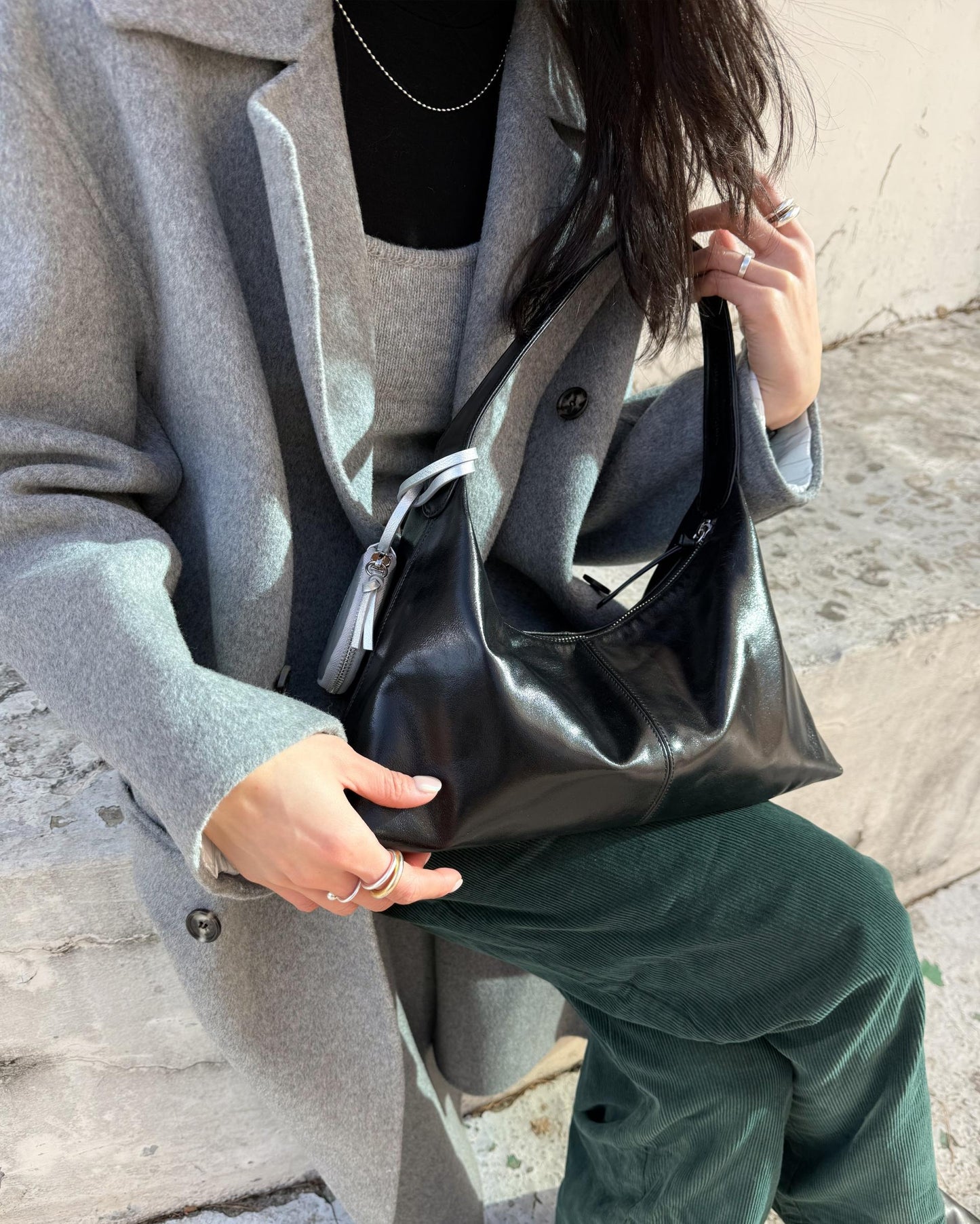 B206S bucks&leather ｜Monet Bag/亮面牛皮（小）