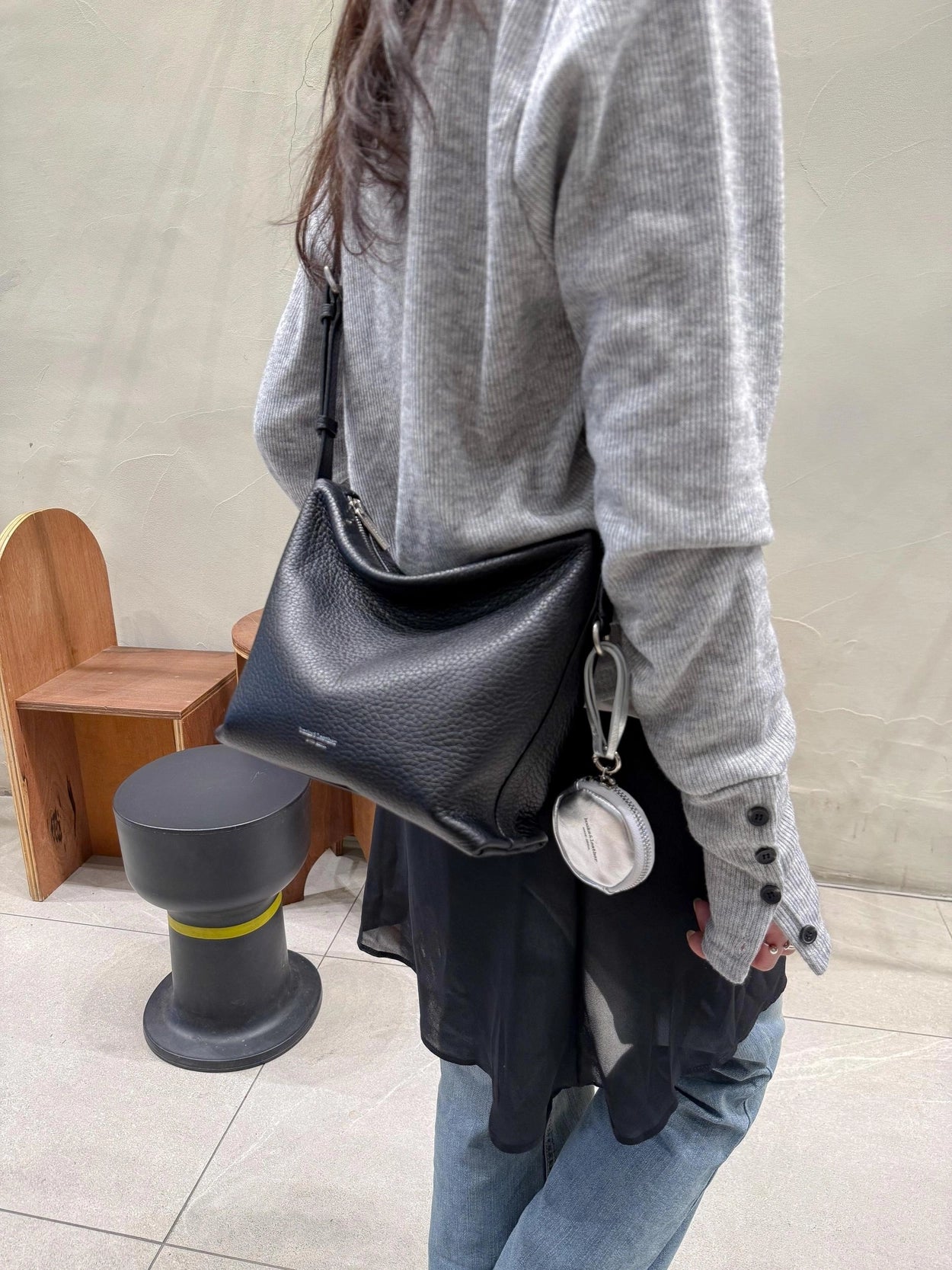 B205S bucks&leather ｜Low Bag/亮面牛皮（細）