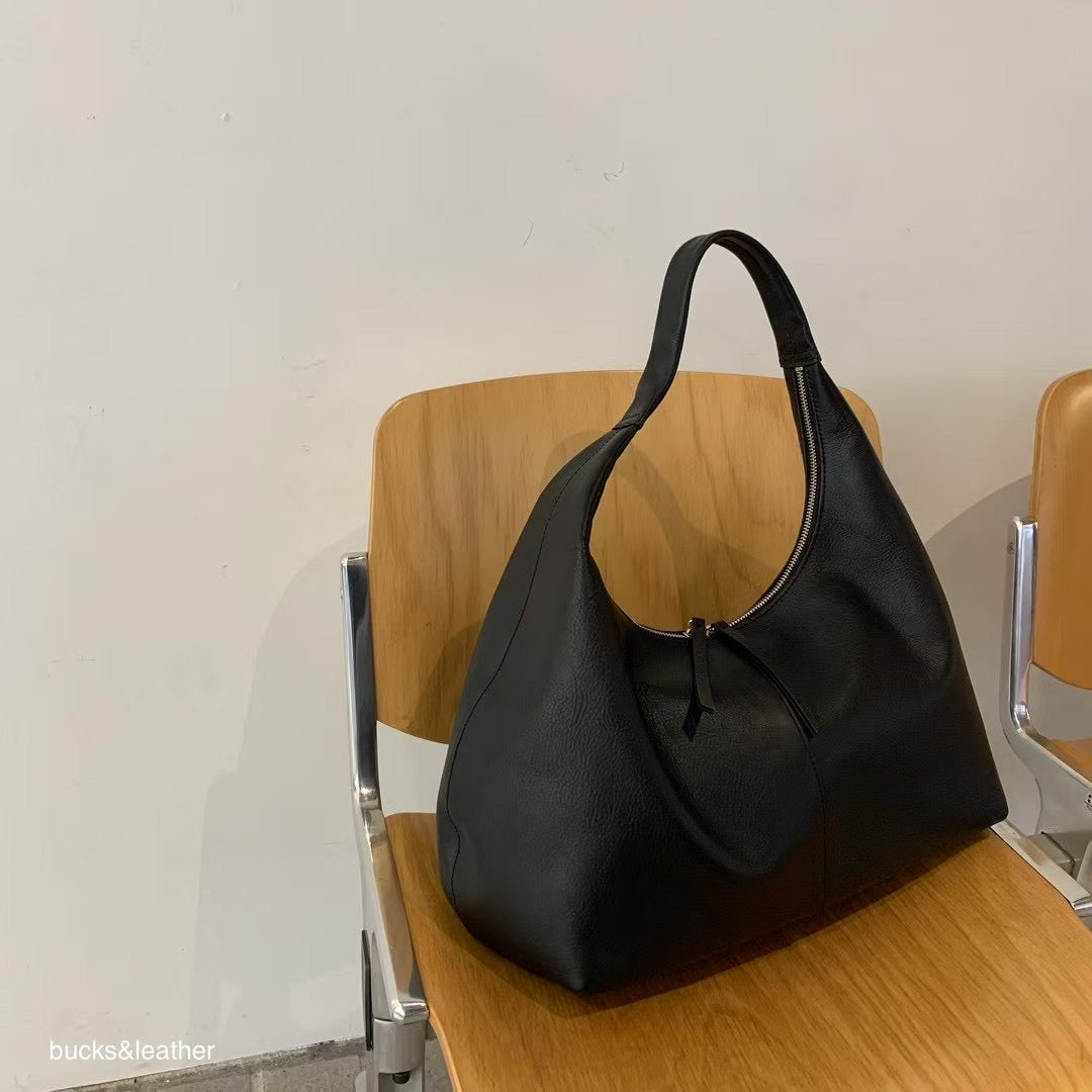 B146 牛皮拉鍊款大Tote Bag