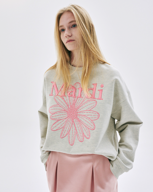 SWEATSHIRT FLOWERMARDI NEEDLEWORK_OATMEAL PEONY