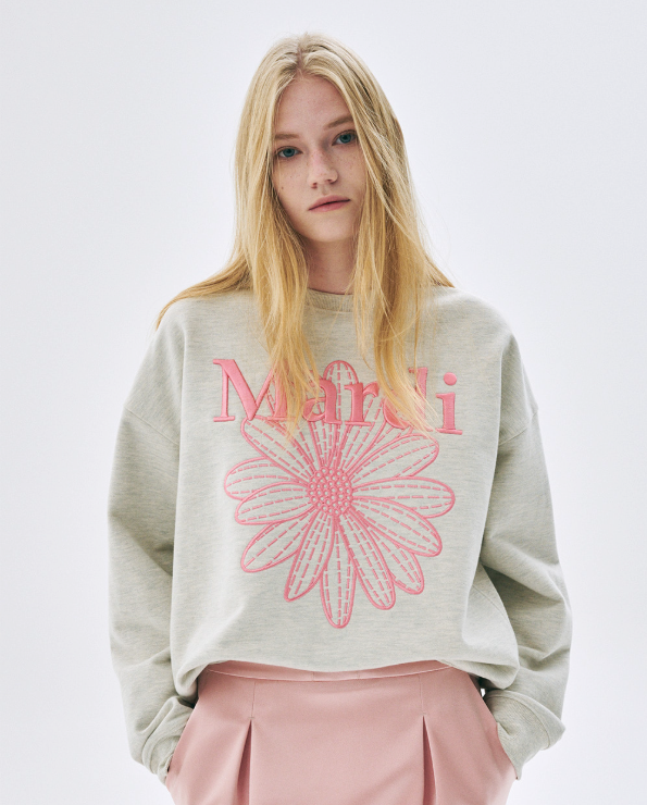 SWEATSHIRT FLOWERMARDI NEEDLEWORK_OATMEAL PEONY