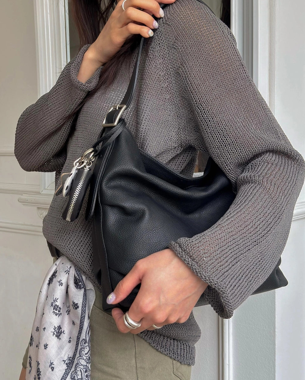 B216 牛皮｜慵懶風磁石扣皺摺 shoulder bag