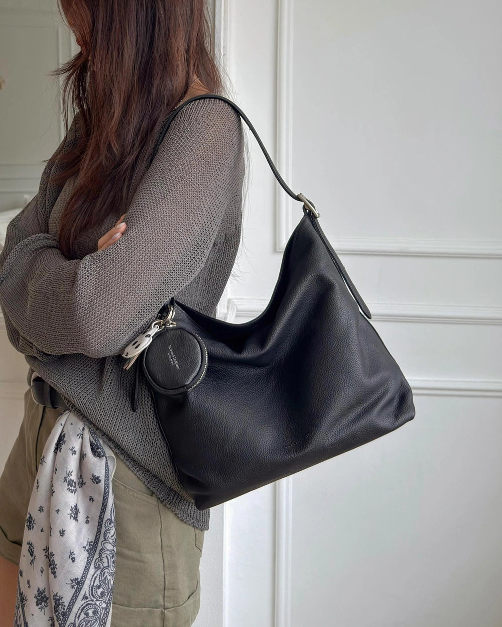 B216 牛皮｜慵懶風磁石扣皺摺 shoulder bag